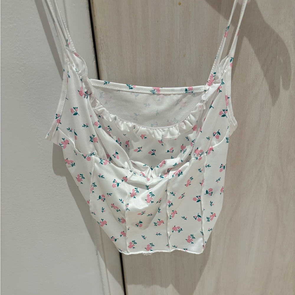 White and pink blouse floral small